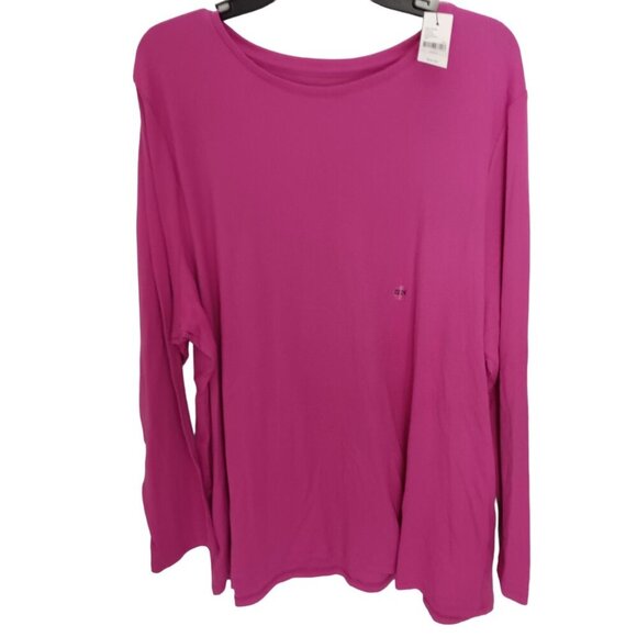 Lane Bryant Pink Scoop Neck Long Sleeve Pullover T Shirt Sz 22 - Picture 1 of 9
